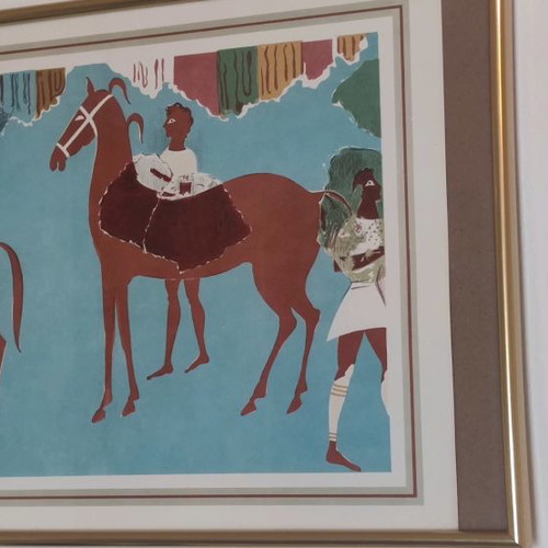 Mycenaean colored paintings used from frescoes and golden funerary offerings