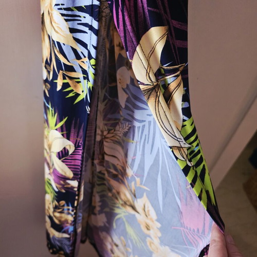 Printed long dress with slits like new, multicolor
