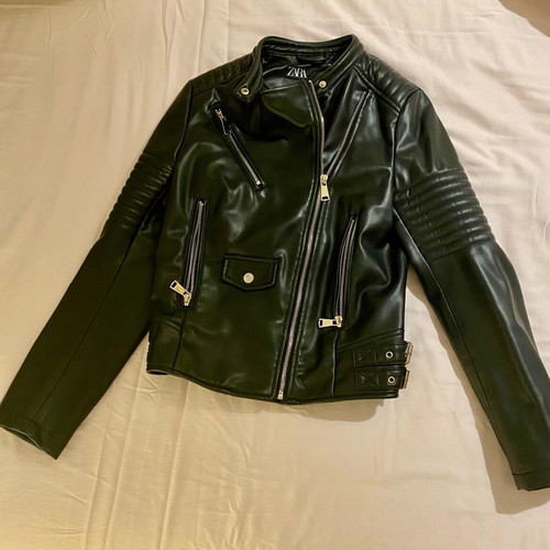 Zara leather jacket size S like new, black