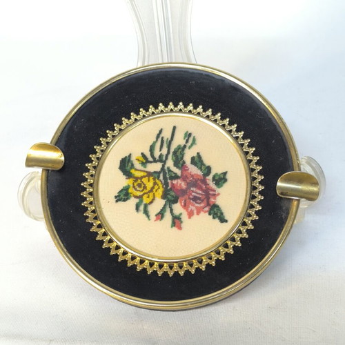 Vintage ashtrays with embroidery like new