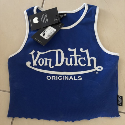 Von Dutch Blue Crop Top Size M New
