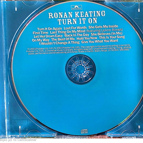 Ronan Keating Turn It On CD like new, pop
