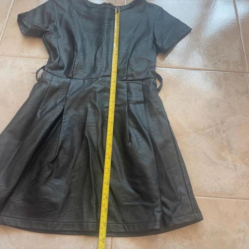 Girls Leather A-line Skater Dress size 6-7 years black used