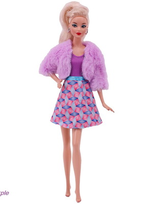 Pop Purple Doll Dress new with skirt and purple fur jacket