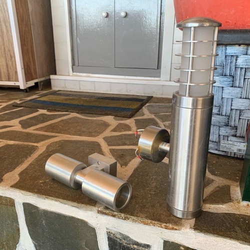 Outdoor lighting set used, 2 pieces, stainless steel (Inox)