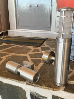 Outdoor lighting set used, 2 pieces, stainless steel (Inox)