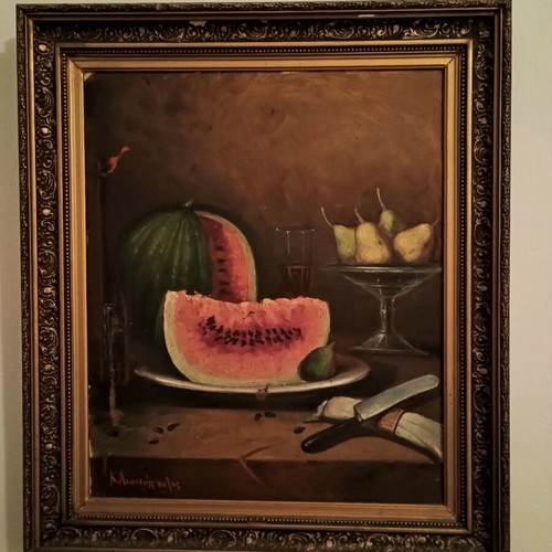 Painting on canvas used, fruit theme