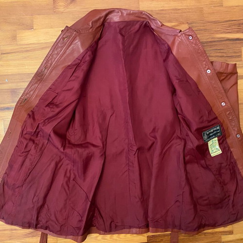 Leather vintage jacket brown large used with lining
