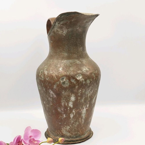 Copper Hand-Forged Rustic Water Pitcher Used