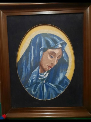 Square embroidery framed artwork like new
