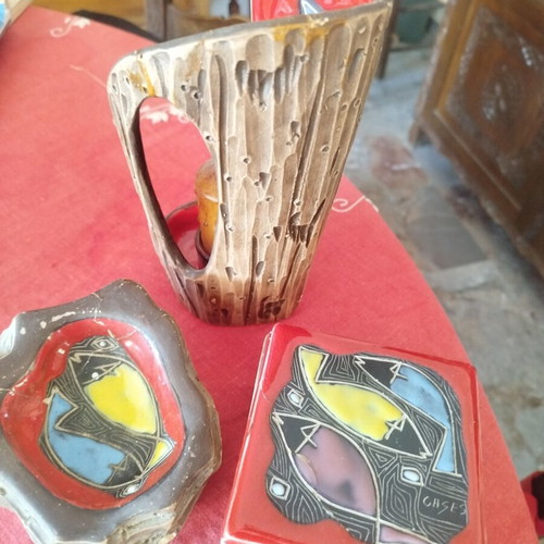 CAGE San Marino Italy ceramic set like new, 3 pieces mid-century