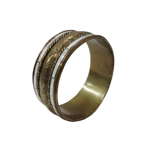 Vintage brass bracelet used with mother of pearl inlays