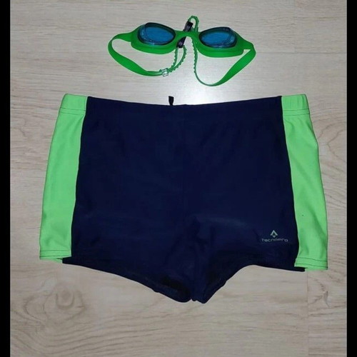Swimming set used with Tecnopro swimsuit, Arena cap, and Tecnopro goggles