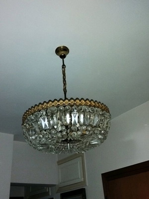 Crystal ceiling light used, 50cm diameter, eight-light