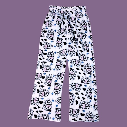 Pajama pants with fluffy cow print used, size XS-S