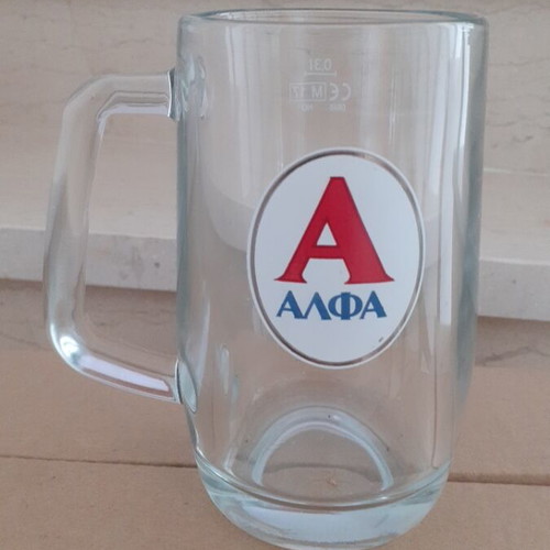 Alfa Beer Glasses set of 6 new, 300ml, thick glass with handle
