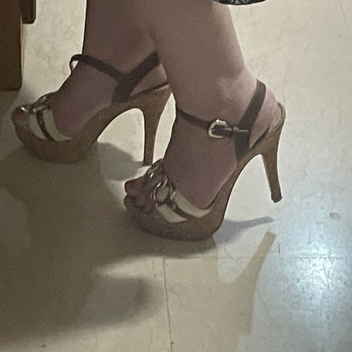 Platform sandals size 36 like new, white and beige with ankle strap