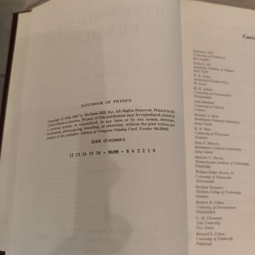 Handbook of Physics hardcover like new, 2nd edition