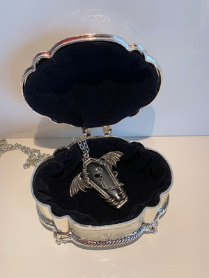 Alchemy Gothic Coffin Pendant 2022 like new, pewter and leather