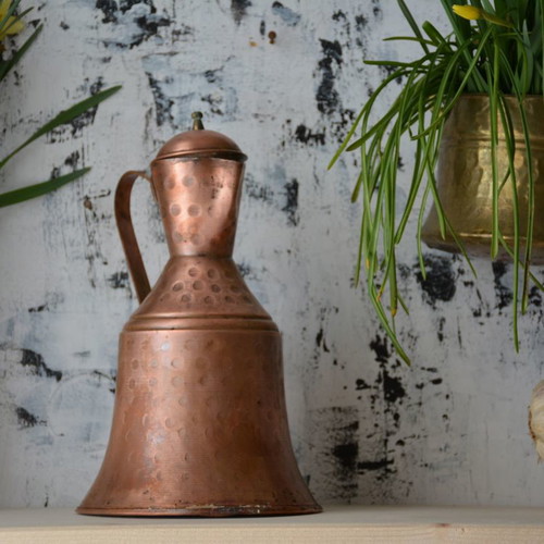 Copper old jug used 30 cm
