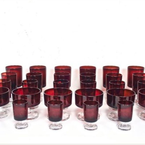 Stemmed glasses set 30 pieces Cavalier Ruby Red, new