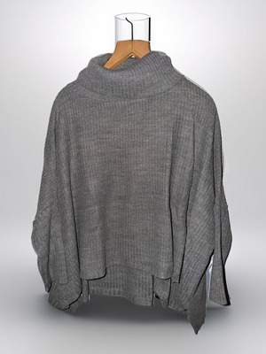 Knitted turtleneck sweater oversize like new, one size, gray