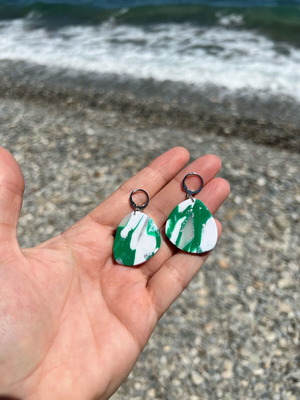 Handmade earrings new from polymer clay and steel