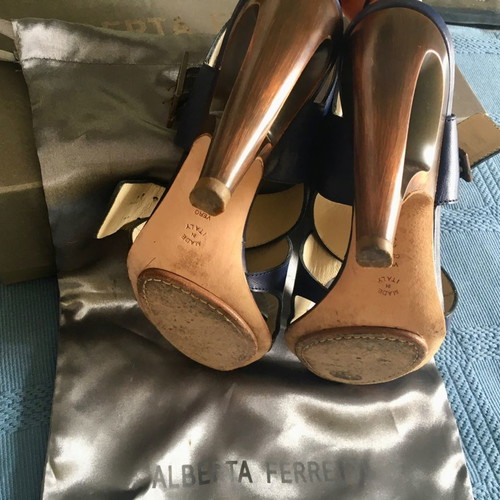 Alberta Ferretti evening sandals used, blue, size 38