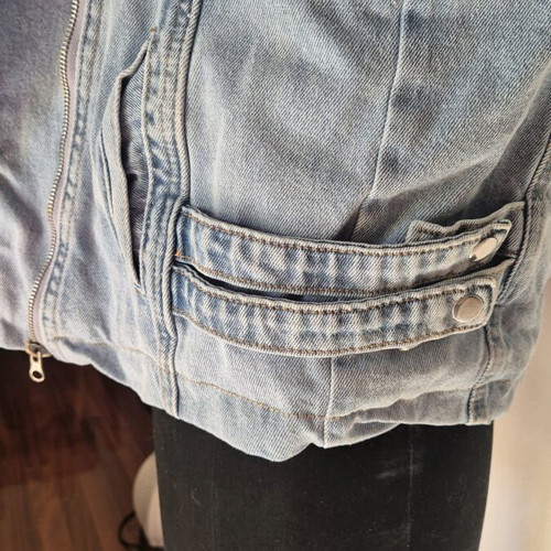 Denim jacket with fur used, blue, size M