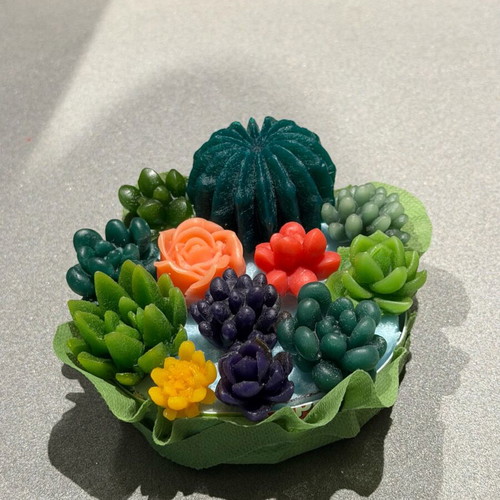 Handmade wax cactus like new
