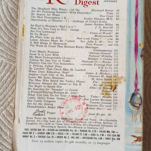 Reader's Digest collectible magazine like new, December 1962