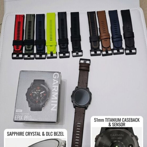 Garmin Epix Pro Gen 2 51mm Sapphire like new with 11 straps