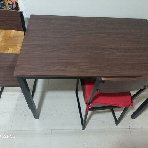 Kitchen dining set with 2 chairs, dark brown