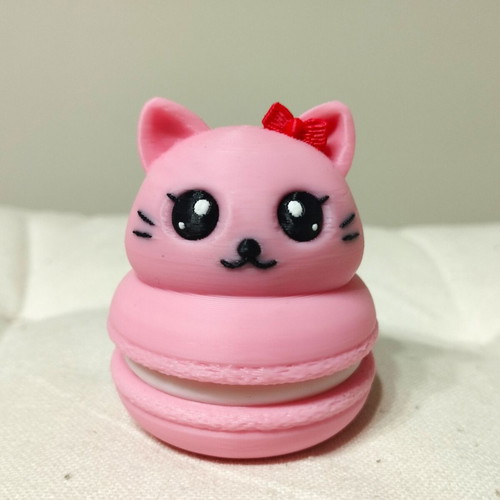 Pink Macaron Cat 3D printed stress clicker new
