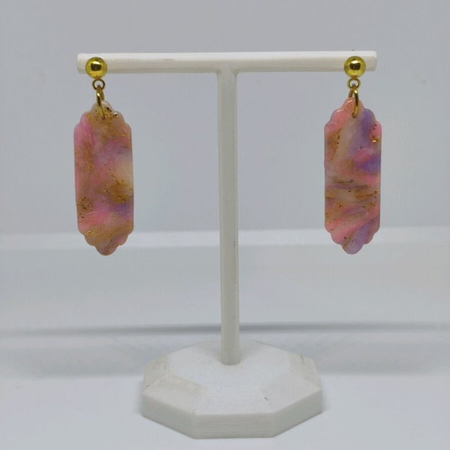 Small hanging earrings new with pink marble effect