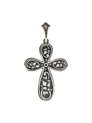 Byzantine silver cross 925° new with handmade niello design