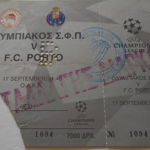 Olympiacos vs FC Porto 1997 UEFA Champions League ticket used