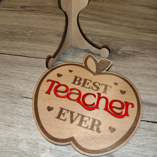 Wooden handmade decorative stand Best Teacher Ever new