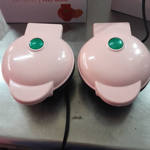 Waffle makers 2 mini pink heart color new