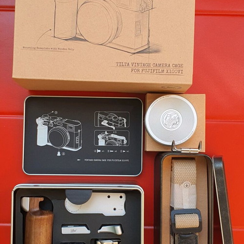 Vintage Camera Cage for FujiFujifilm X100VI Travel Kit+Lens Cap+Strap