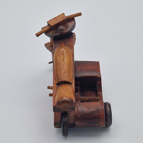 Vintage Handmade Wooden Motorcycle with Sidecar miniature used