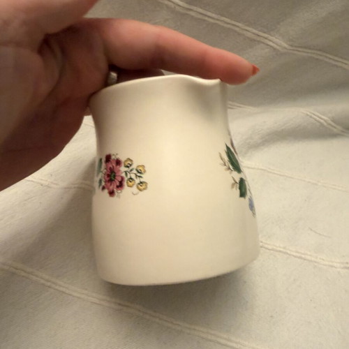 Purbeck Ceramics milk jug vintage, used, hand-painted peacock design