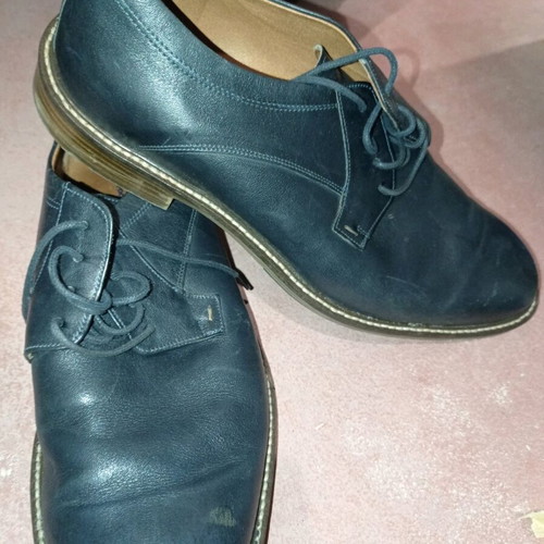 Damiani leather men's shoes used, blue, size 41, derby style