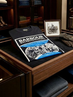 Barbour International Motorcycle Heritage Graphic T-shirt Size L, black