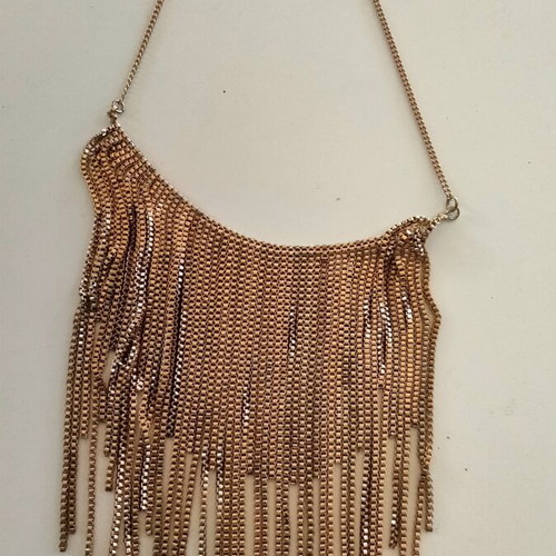 Statement necklace with fringe chains, 40 cm, gold tone