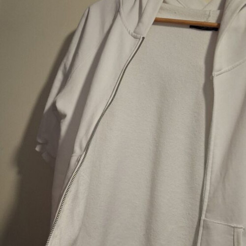 White jacket Voice M/L like new with hood and zipper