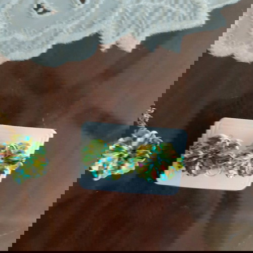 Неонов комплект бижу нов, обеци и синджир с висулка