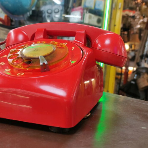 ITT telephone used, red, wired
