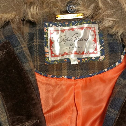 Pepe Jeans children's wool coat like new, checked, size 8