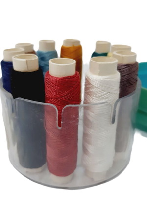 Thread set like new, 10 colors in compact box 7×6 cm